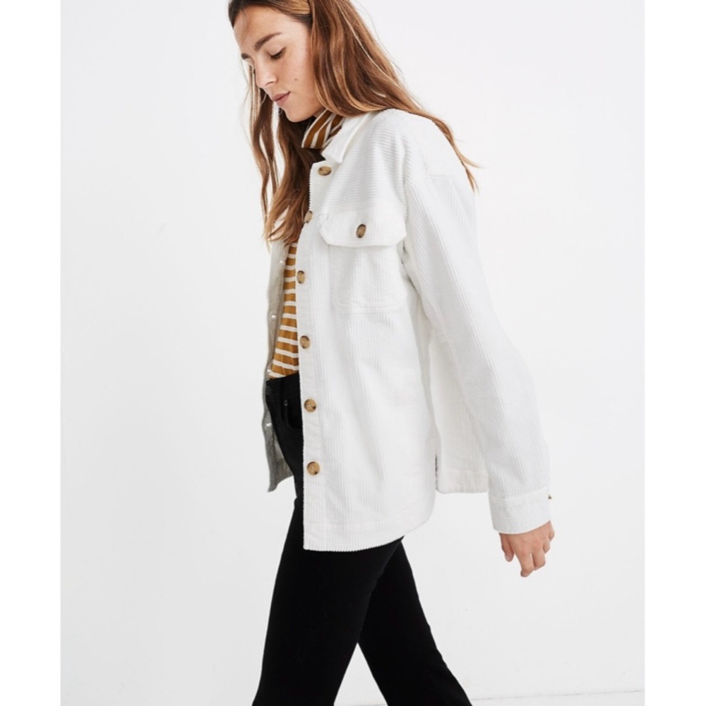 Madewell White Corduroy Utility Jacket